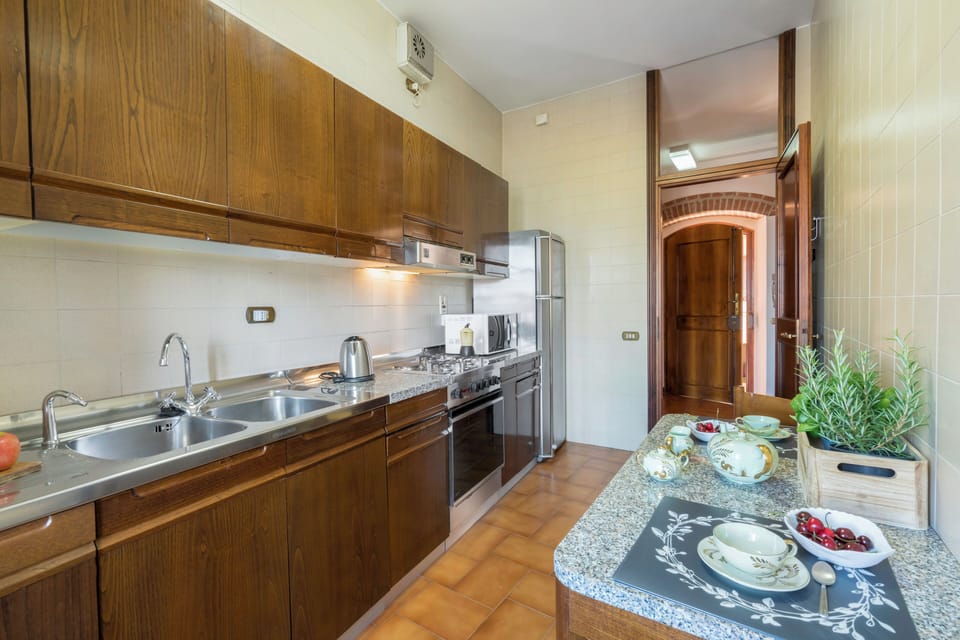 Apartment, City View | Private kitchen | Full-size fridge, microwave, oven, espresso maker
