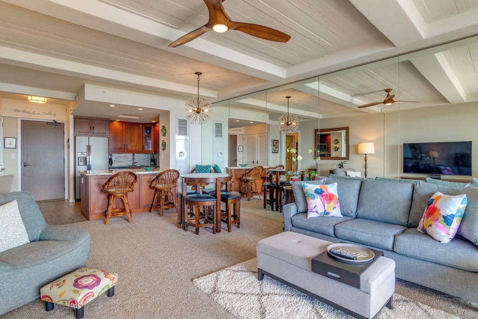 Spacious living area featuring a comfortable pull-out sofa sleeper