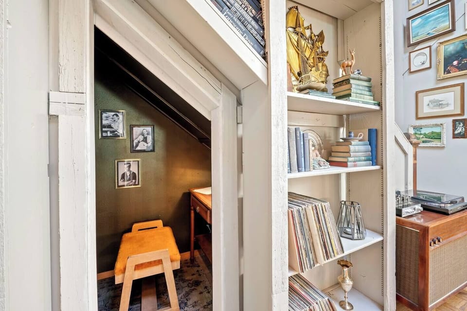 Fun and cozy writers' nook under the stairs