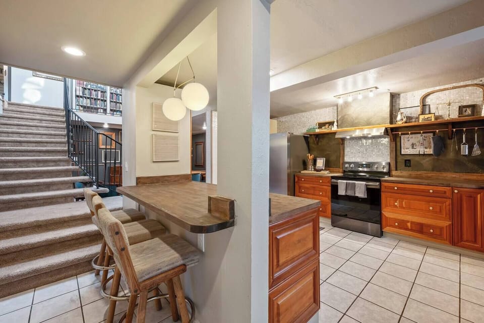 Bar seating for 3 allows for socializing in the kitchen