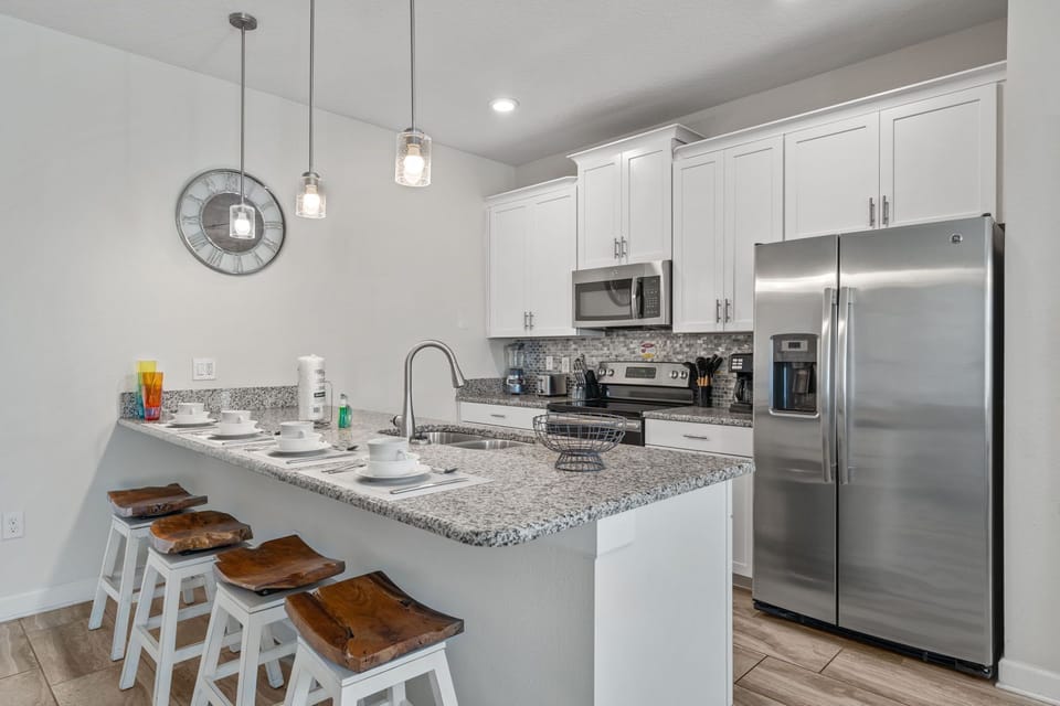 Explore our well-equipped kitchen where kids can enjoy their morning meals