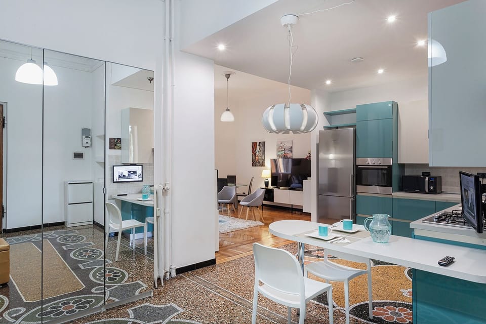 Apartment | Private kitchen | Full-size fridge, microwave, oven, stovetop