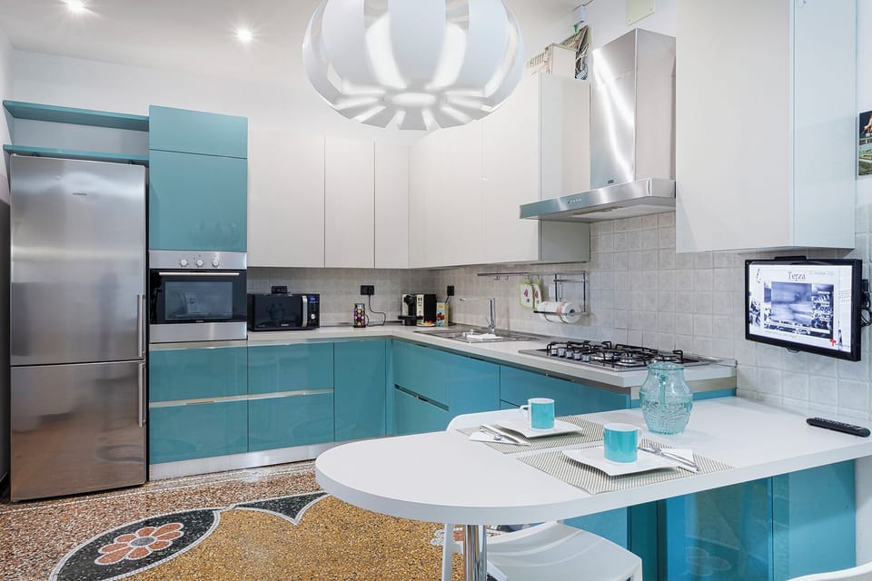 Apartment | Private kitchen | Full-size fridge, microwave, oven, stovetop