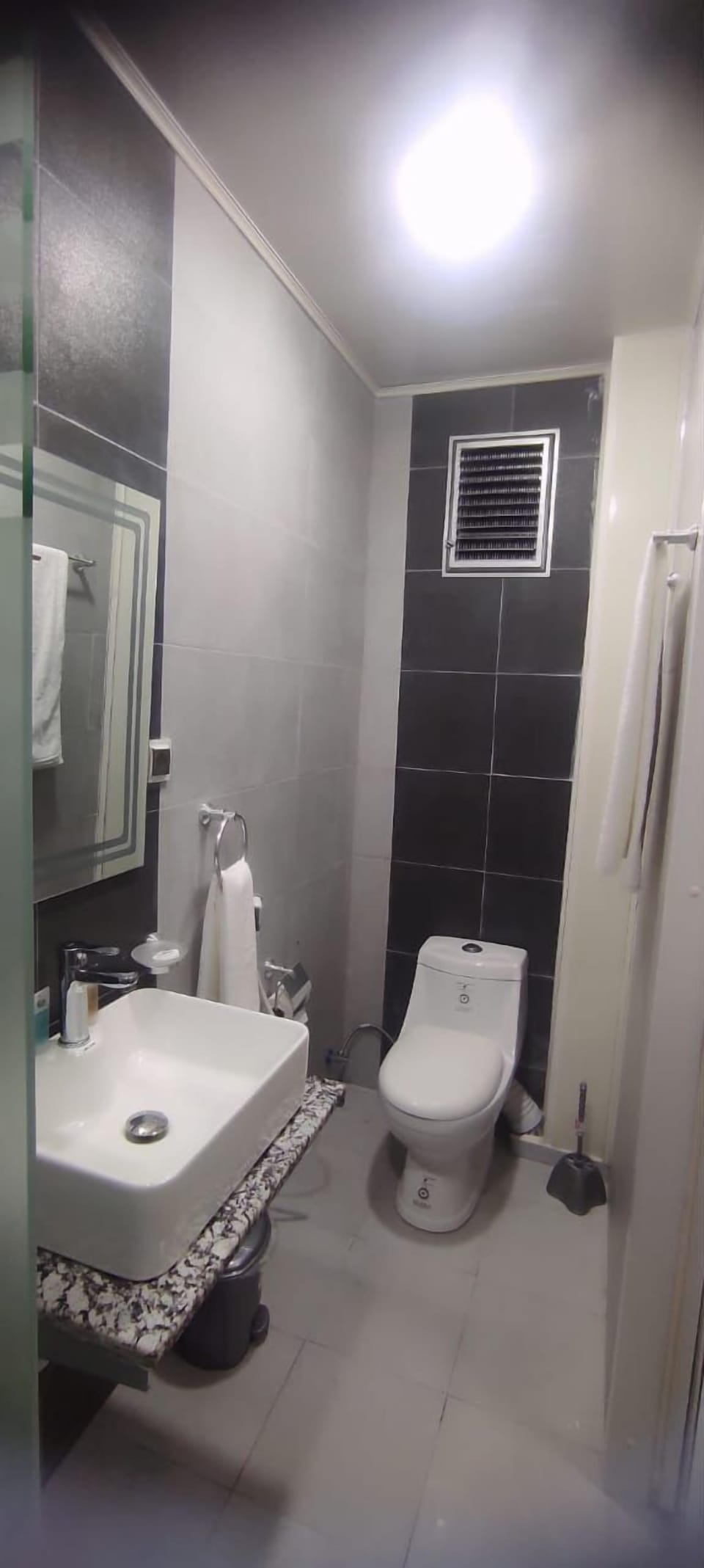 Shower, towels, soap, shampoo