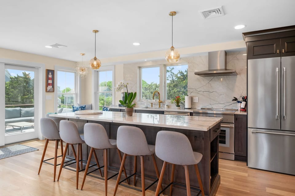 Sleek breakfast bar perfect for quick bites or morning coffee