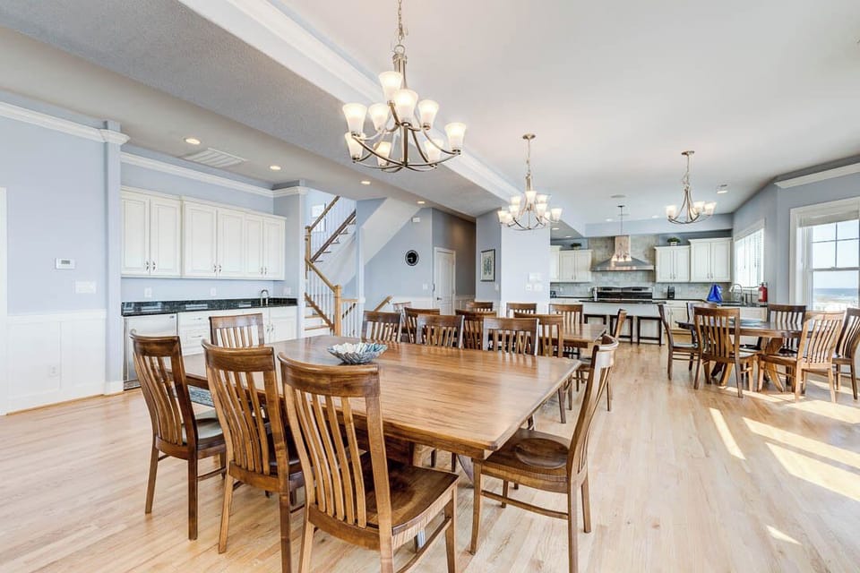 Mid-Level Dining Room with 2 Tables (seats 8 each)