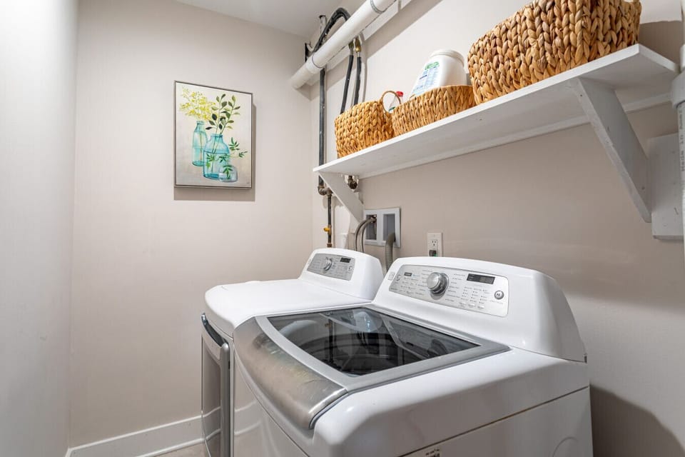 Laundry room is located on lower level
