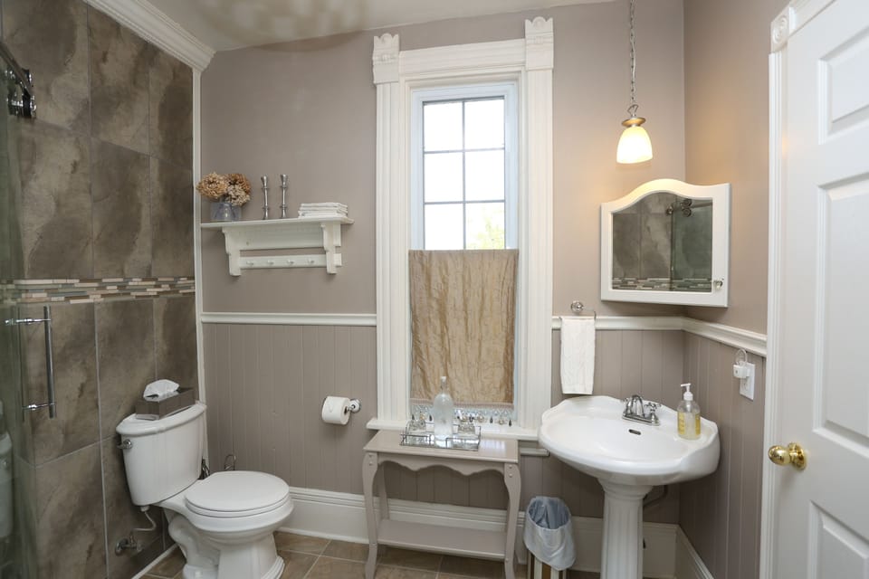 Deluxe Room, 1 Queen Bed (En Suite) | Bathroom | Shower, rainfall showerhead, free toiletries, hair dryer