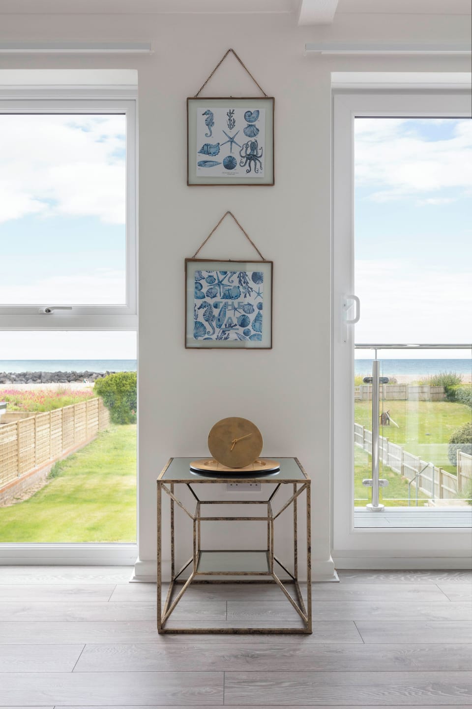 Inside decor looking out to the garden and beach 
