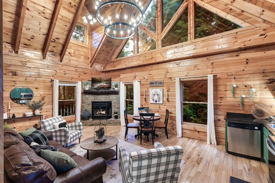 Warm up by the charming fireplace after a day of adventure.