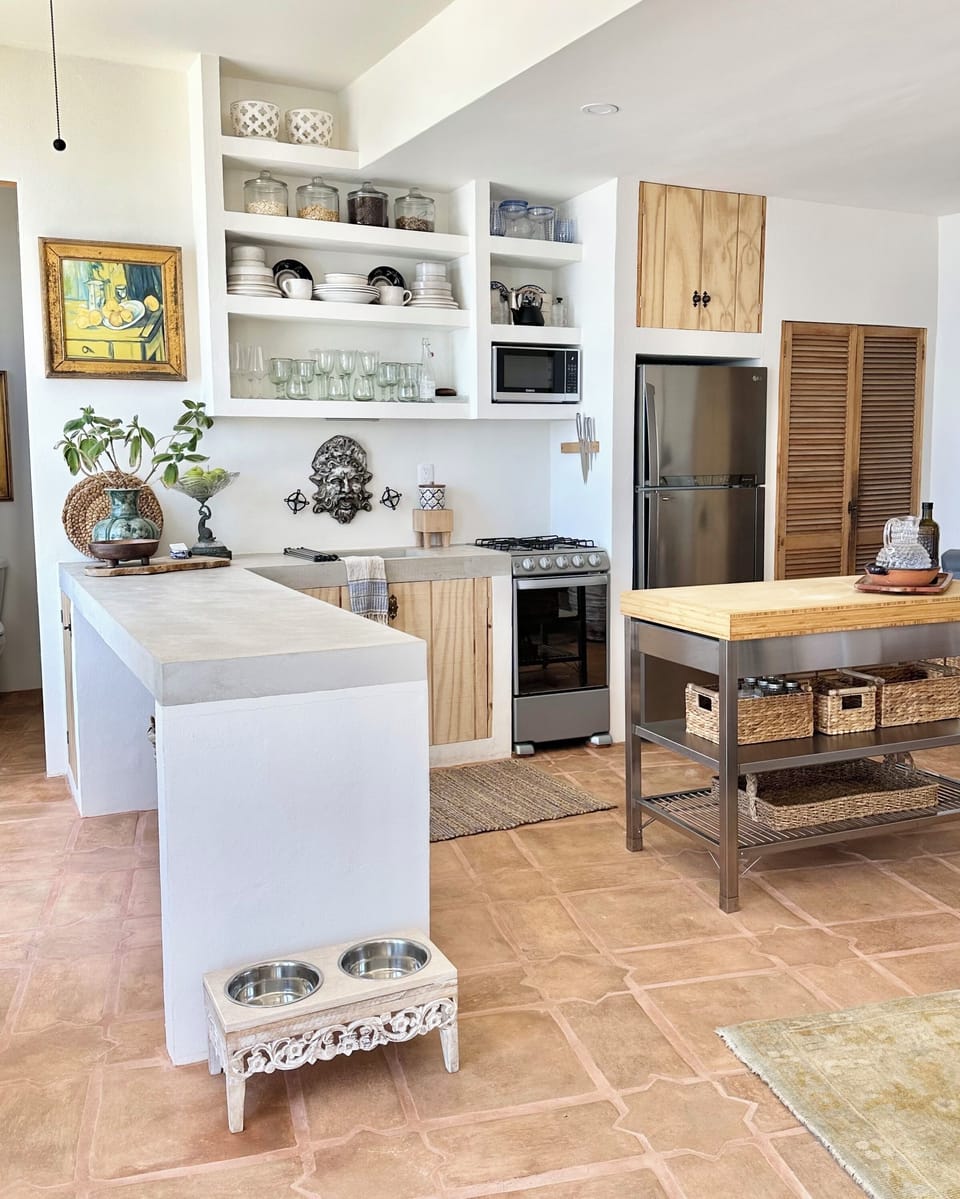 full kitchen with provided dogo feeding station!