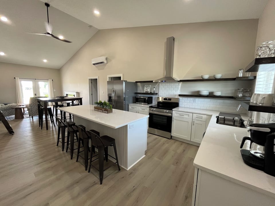kitchen with new appliances including Duel Keurig coffee maker