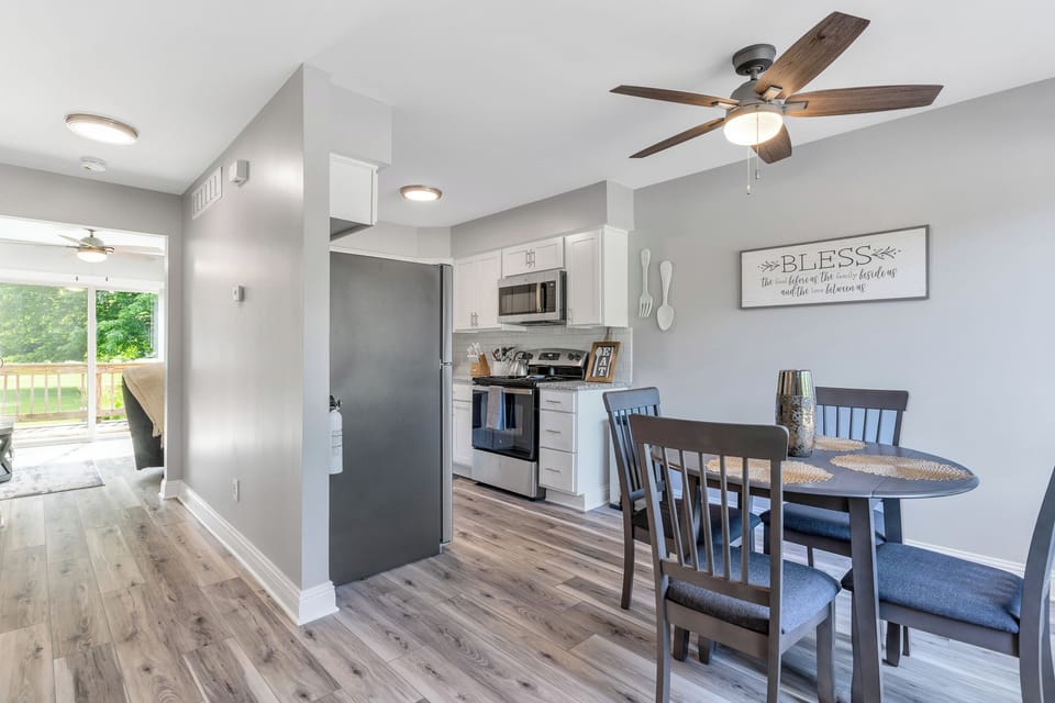 Entrance way into the kitchen and the living room areas.