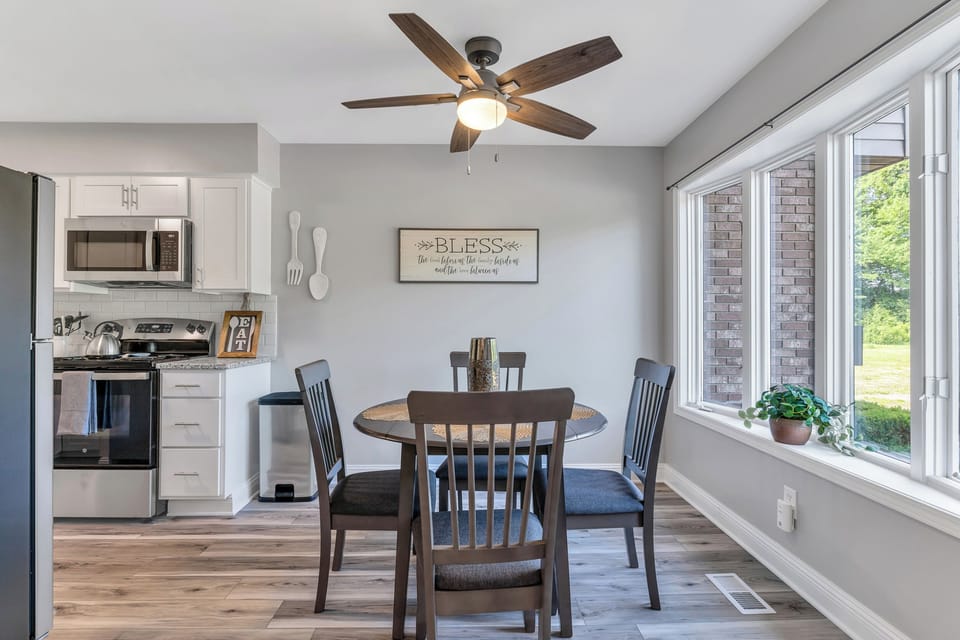 Dining area for all the meals you'll be able to prep in fully stocked kitchen.
