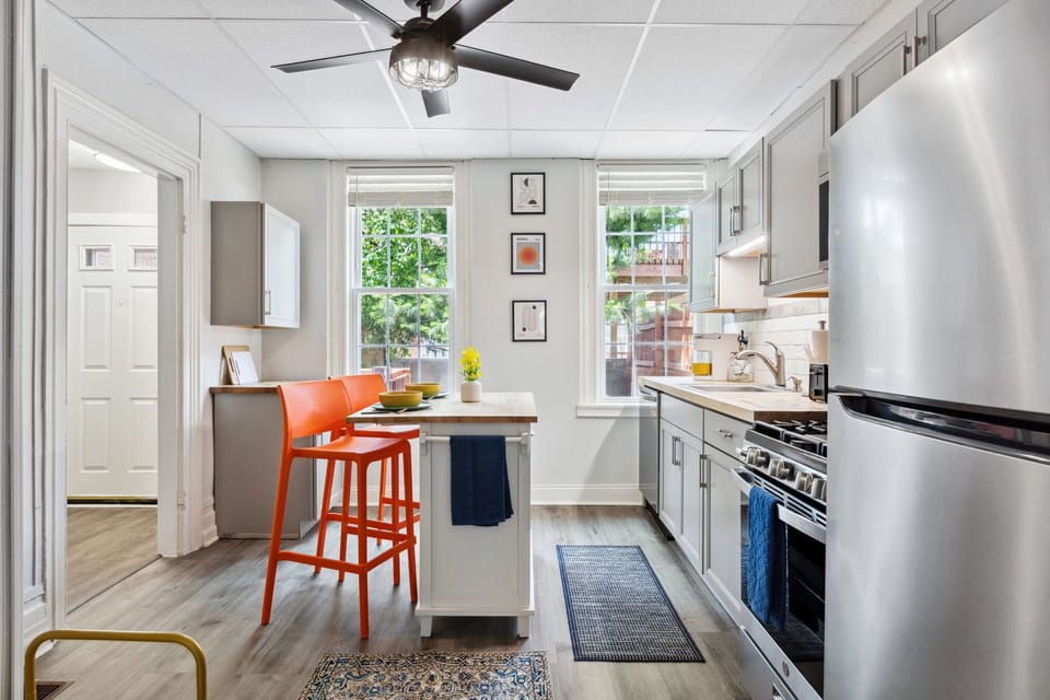 Airy kitchen from the windows