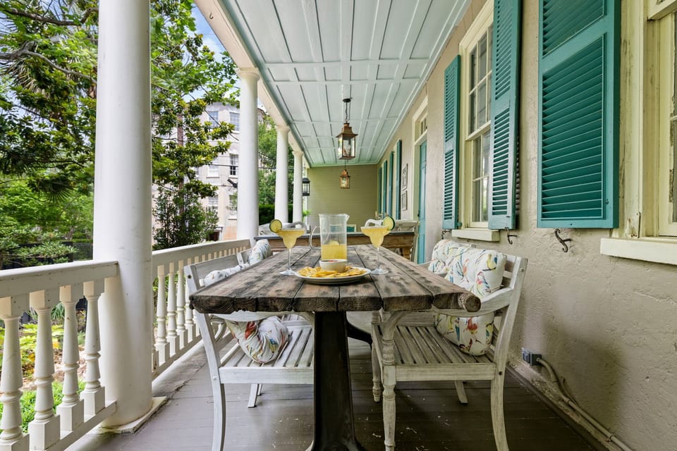 Shared porch dining area