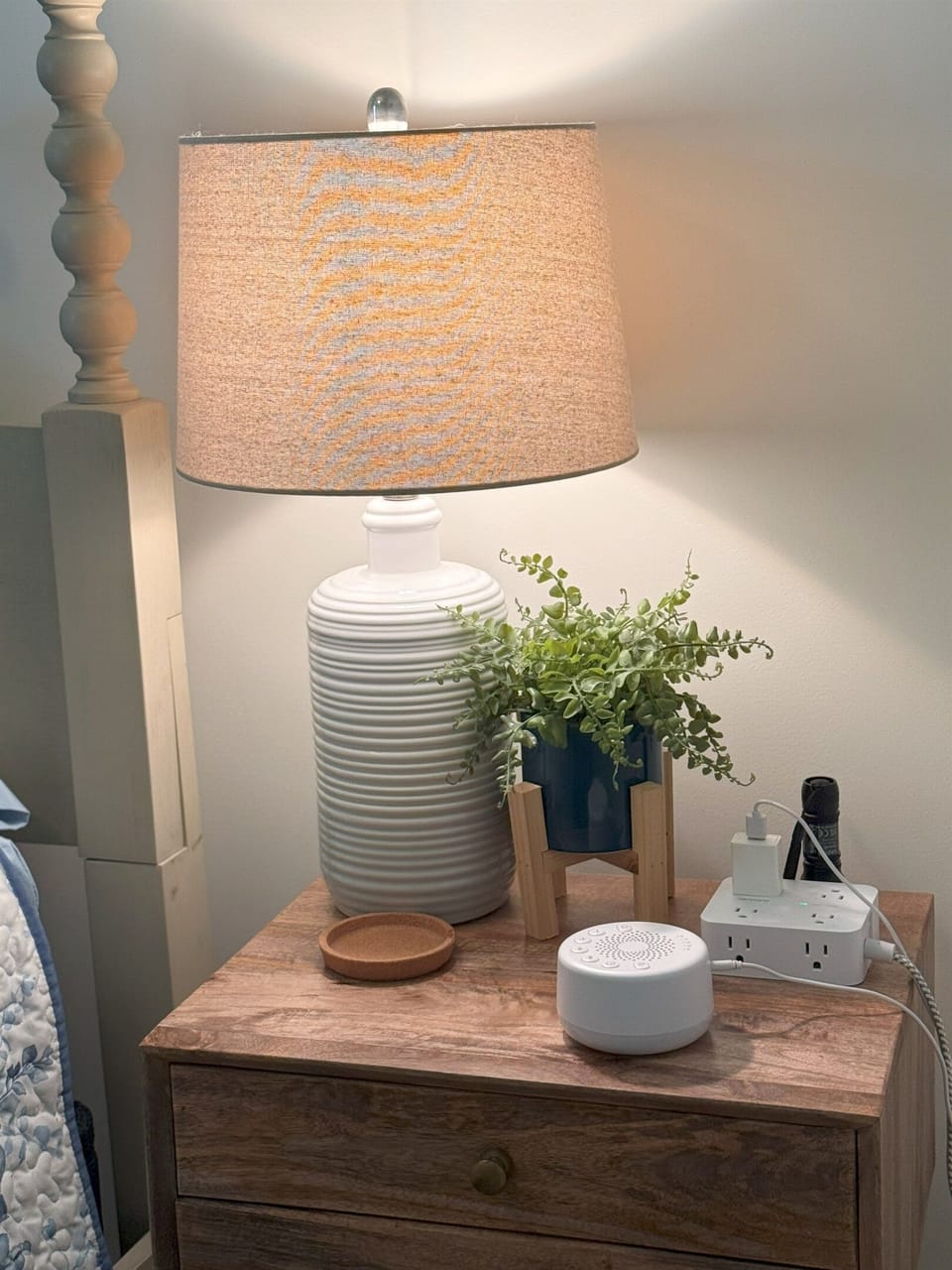 In each bedroom, we provide a noise machine and power strip for all of your charging needs.