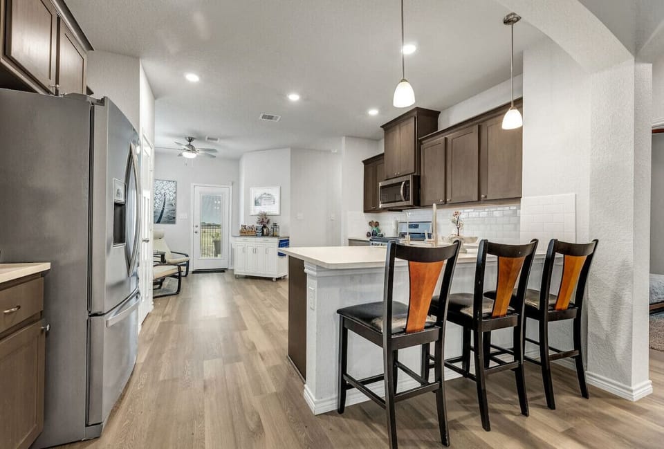 Kitchen island with seating for 3—easy hangout spot while meals are being prepped