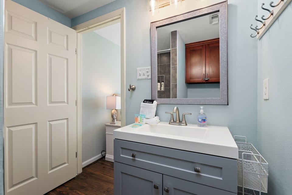 Large walk-in shower in the master bathroom