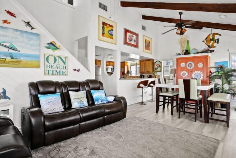 Eclectic, and colorful, with a cool, coastal vibe.