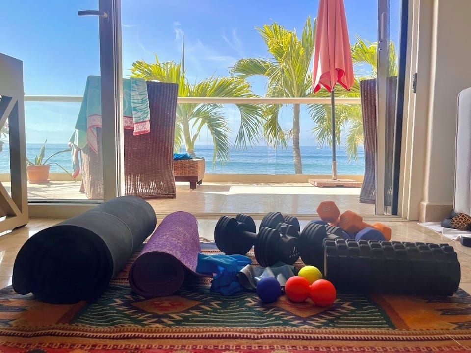 Yoga mats and weight set up to 25 pounds