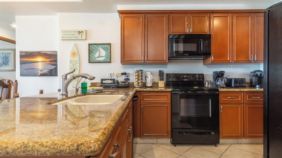 The kitchen has all appliances, and cookware needed.