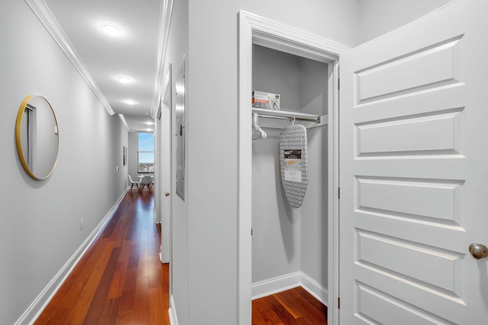 Built-in storage and closet space keeping your belongings organized during extended stays.