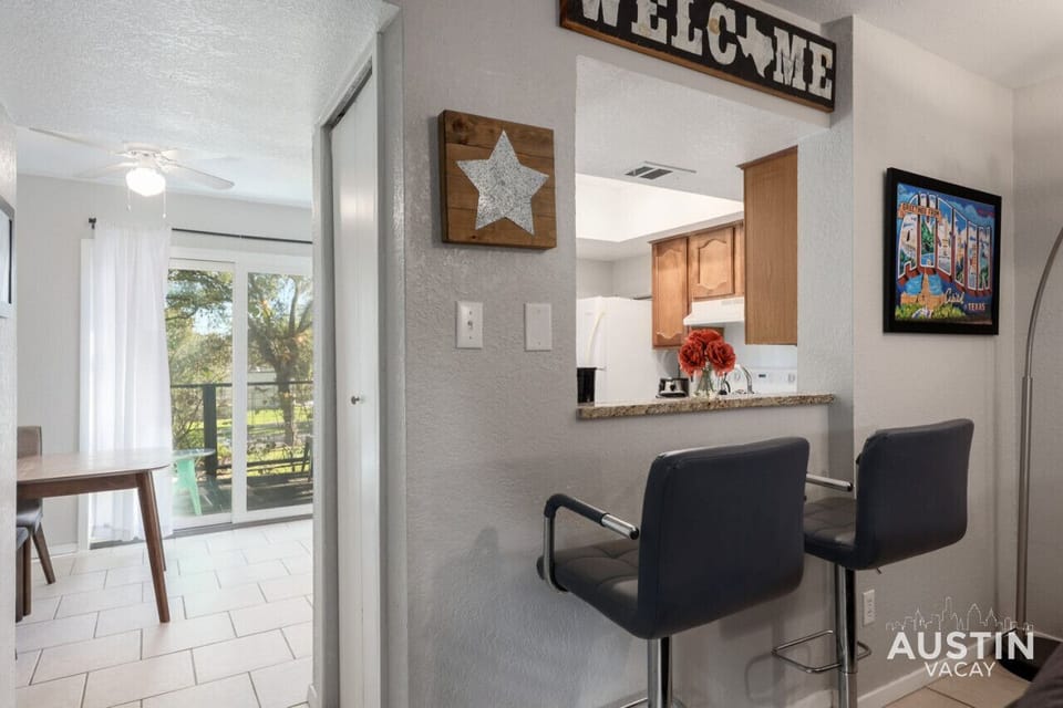 Bar seating at the kitchen counter