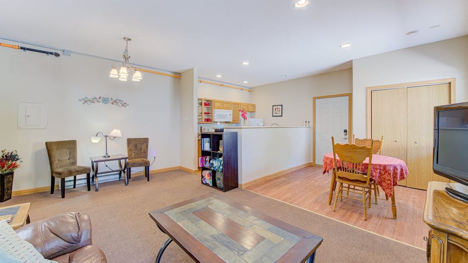 Enjoy a relaxing conversation or some reading in Starshine Condo after a day touristing in the beautiful Pepin area.