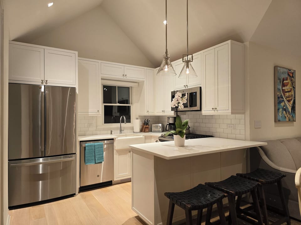 Custom kitchen fully stocked for cooking 