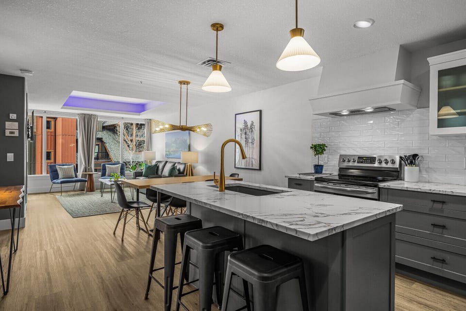 Modern kitchen with counter seating - perfect for mornings