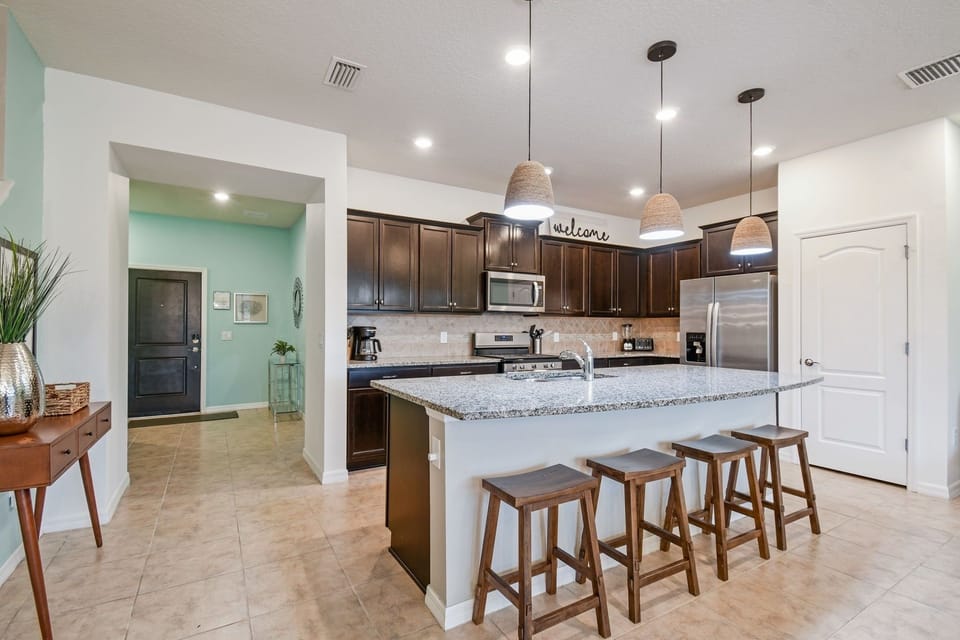 Indoors, Kitchen, Kitchen Island, Floor, Dining Table