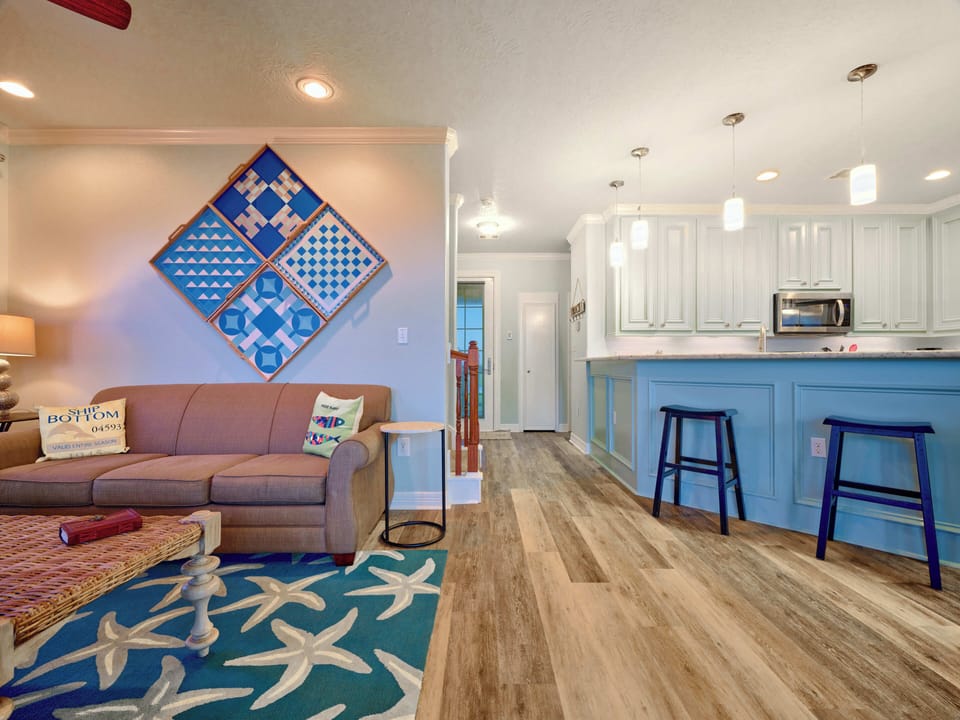Living room and bar seating