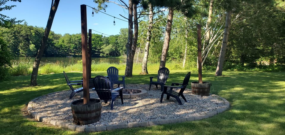 Fire Pit with Hanging Lights