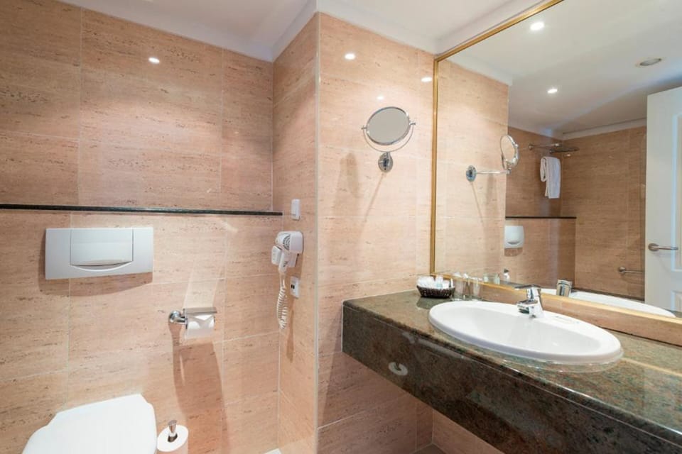 Hair dryer, bathrobes, towels
