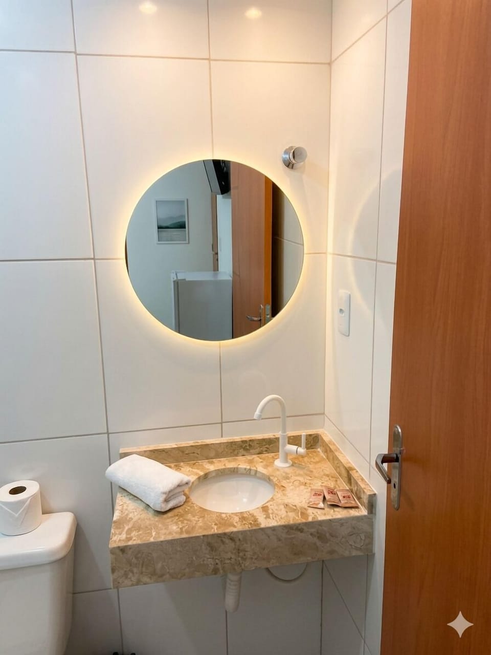 Shower, towels, toilet paper