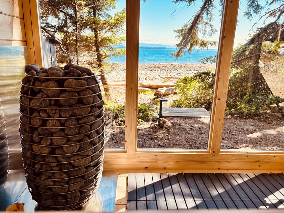 View from inside sauna