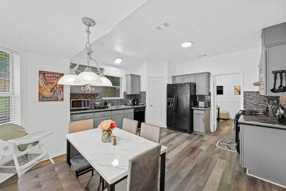 Kitchen with table & high chair