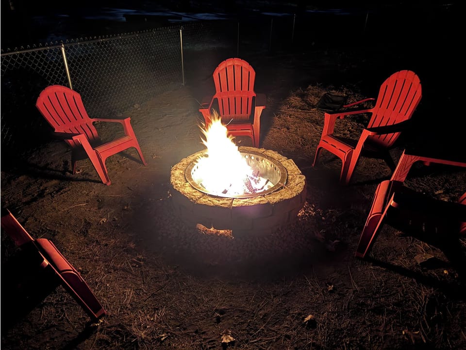 Fire pit at night under the stars