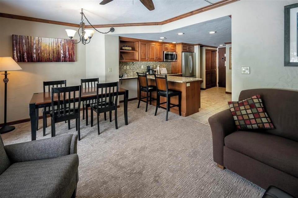 Gather in the spacious open-concept dining and living area.