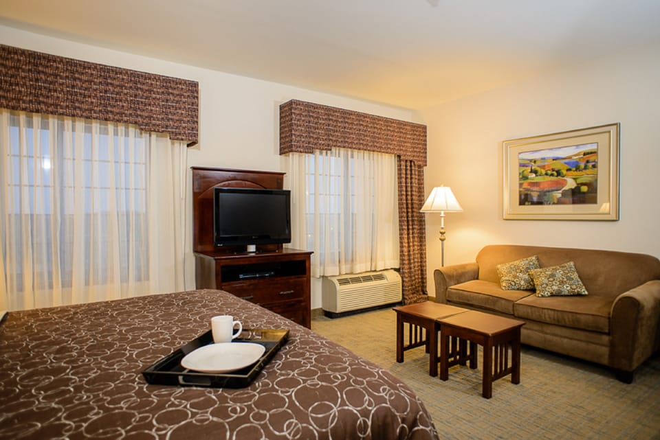 Relax on the comfy bed after a day outside.