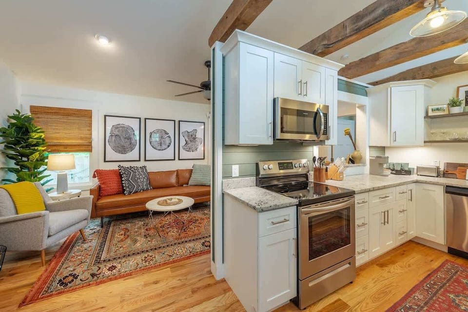 Beautifully designed living area and full kitchen