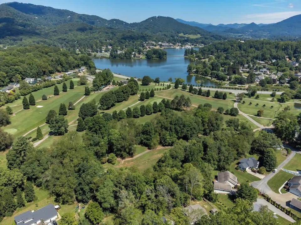 Aerial view from the property - ideal location, steps to Lake Junaluska and the Golf Course!