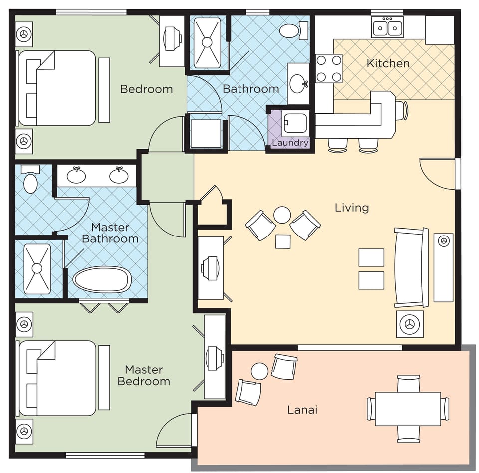 2 bedrooms, in-room safe, iron/ironing board, free WiFi
