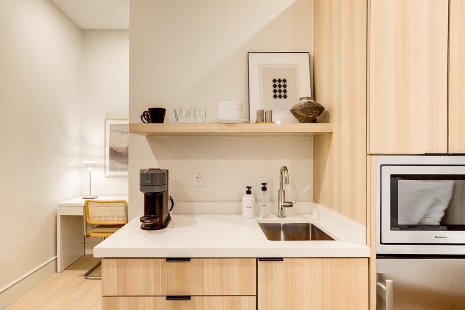 Kitchenette with Nespresso Coffee Machine and Mini Fridge - No Stove