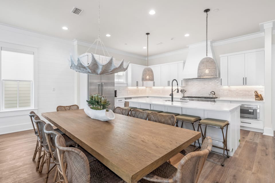 Dining table with seating for 8