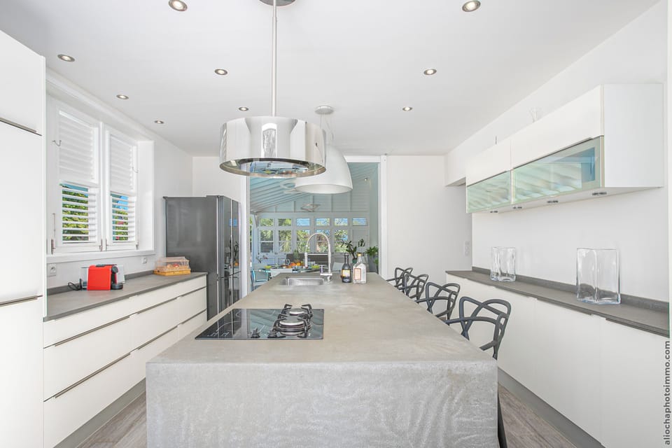 Luxury Villa, Sea View | Private kitchen | Full-size fridge, microwave, oven, stovetop