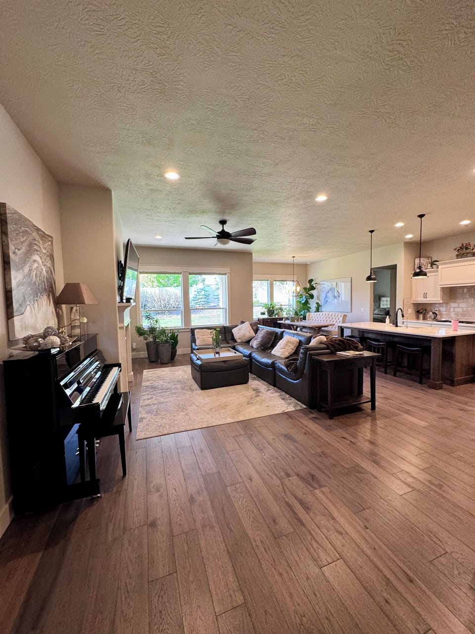 Piano and Fireplace in Living Room
