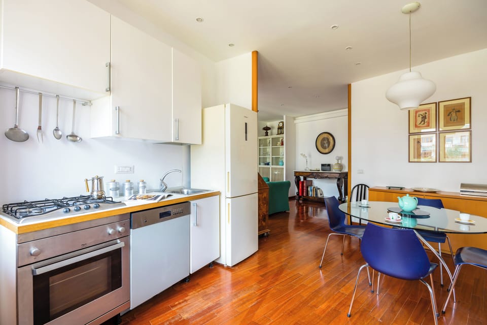 Apartment | Private kitchen | Full-size fridge, microwave, oven, stovetop