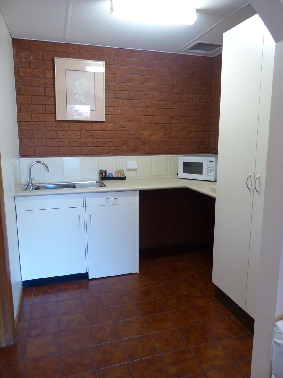 Mini-fridge, microwave, espresso maker, coffee/tea maker